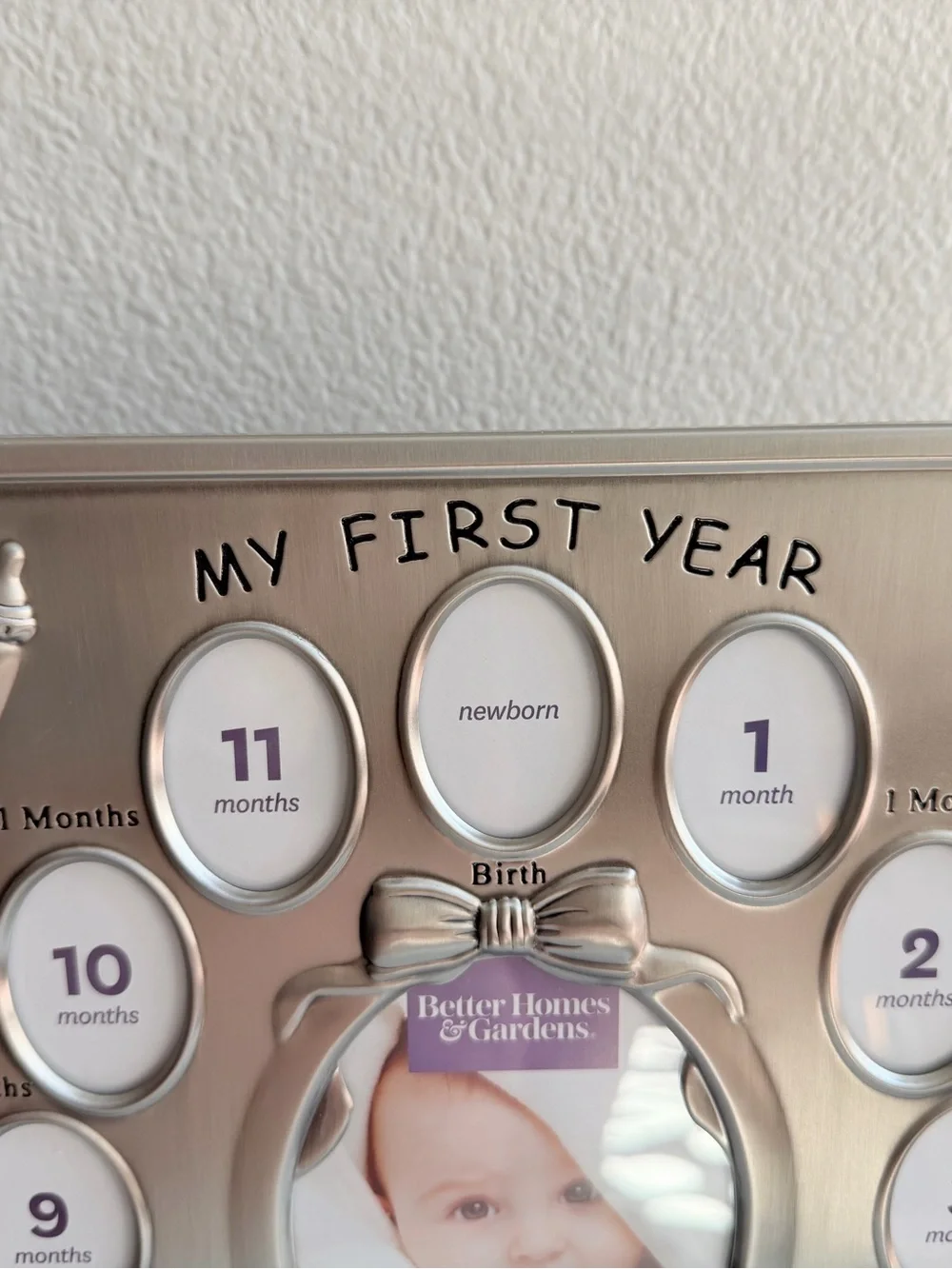 My First Year Silver Baby Photo Frame - Monthly Collage